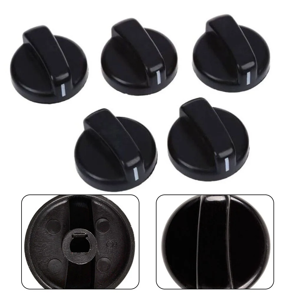 5PCS Black Gas Stove Knobs Cooker Oven Control Switch 8mm Gas Cooker Accessories Assembly Button Stove Repair Accessories