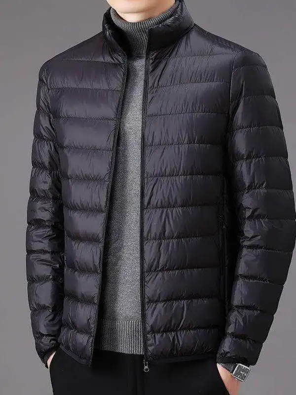 

Men's Casual ort down Cotton Jaet Lightweight Warm Stand Collar Loose Fit Sle Daily Wear Spring Collection Thin Model