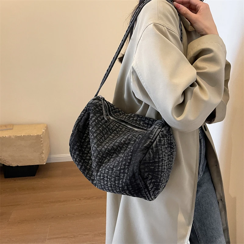 Zipper Denim Women\'s Crossbody Bag Female Bags on Sale 2023 High Quality High Capacity Solid  Bolsas Femininas