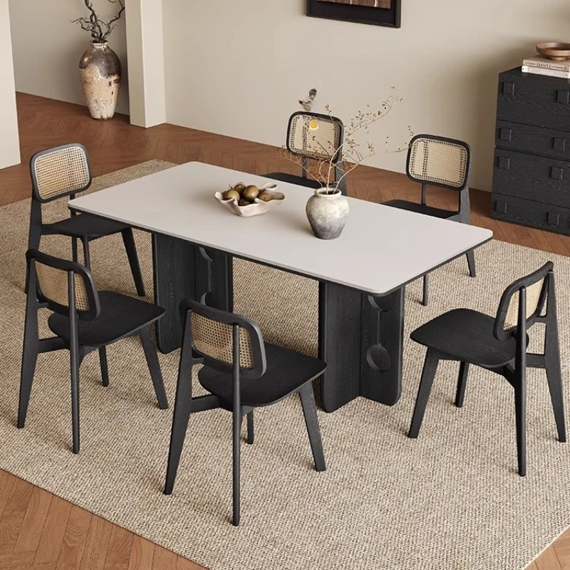 Mesa De comedor De madera esquinera De lujo, moderna, sencilla, Rectangular, para apartamento, sala De estar, Mesa De Cocina nórdica, muebles De Cocina