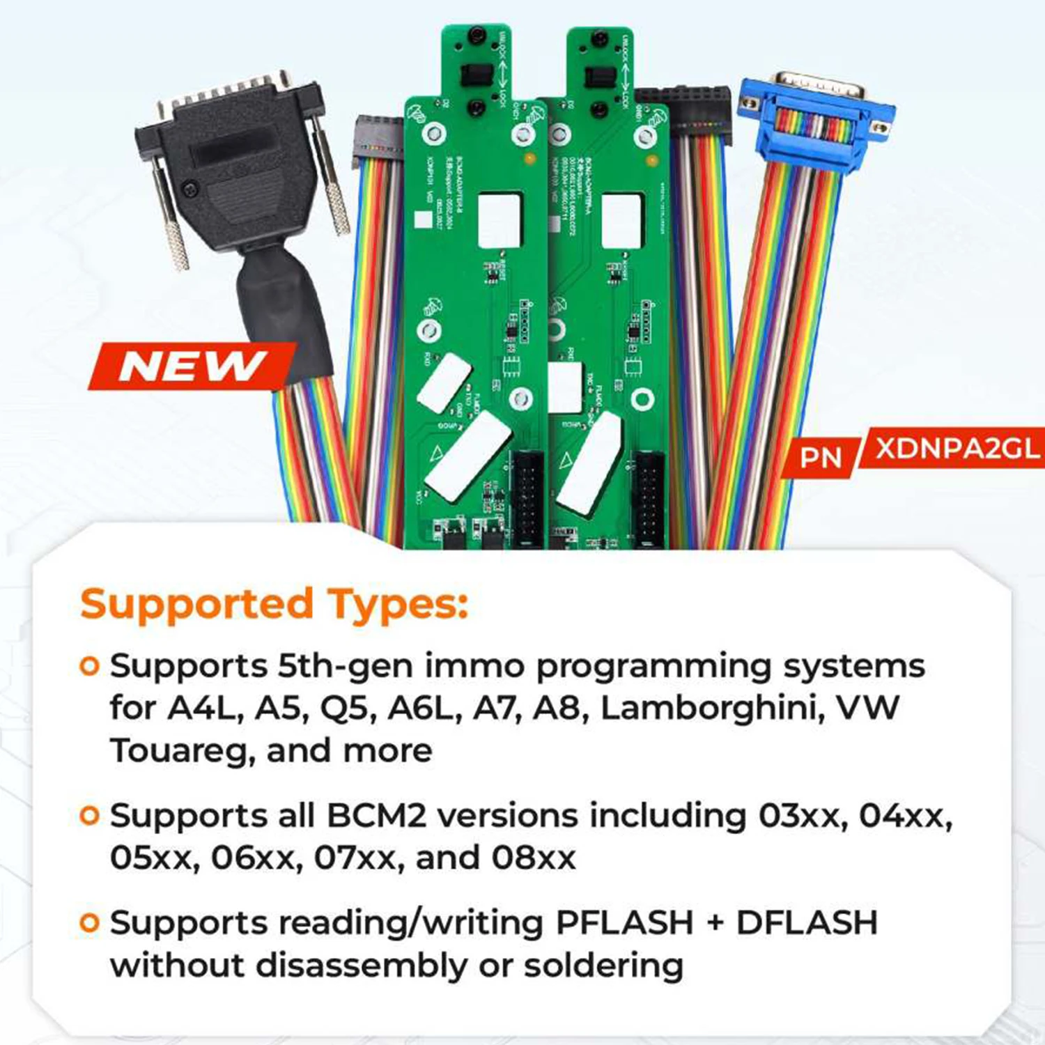 Xhorse XDNPABGL BCM2 Solder-free Adapter Second Generation for Audi All Key Lost & Add Key for VVDI Key Tool Plus, MULTI-PROG