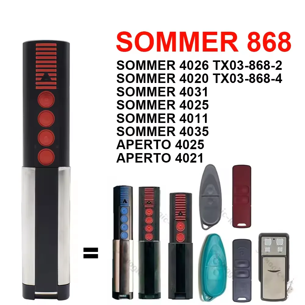 

SOMMER 868MHZ Gate Remote Control 4020 4021 4025 4011 4031 4026 TX03-868-2 TX03-868-4 Garage Door Command Opener Transmitter