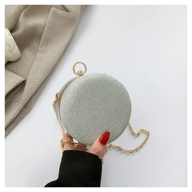 

Korean Niche Design Fresh Sweet Versatile Chain Round Solid Color Bag Women's Shoulder Bag Casual Oblique Span Shoulder Bag