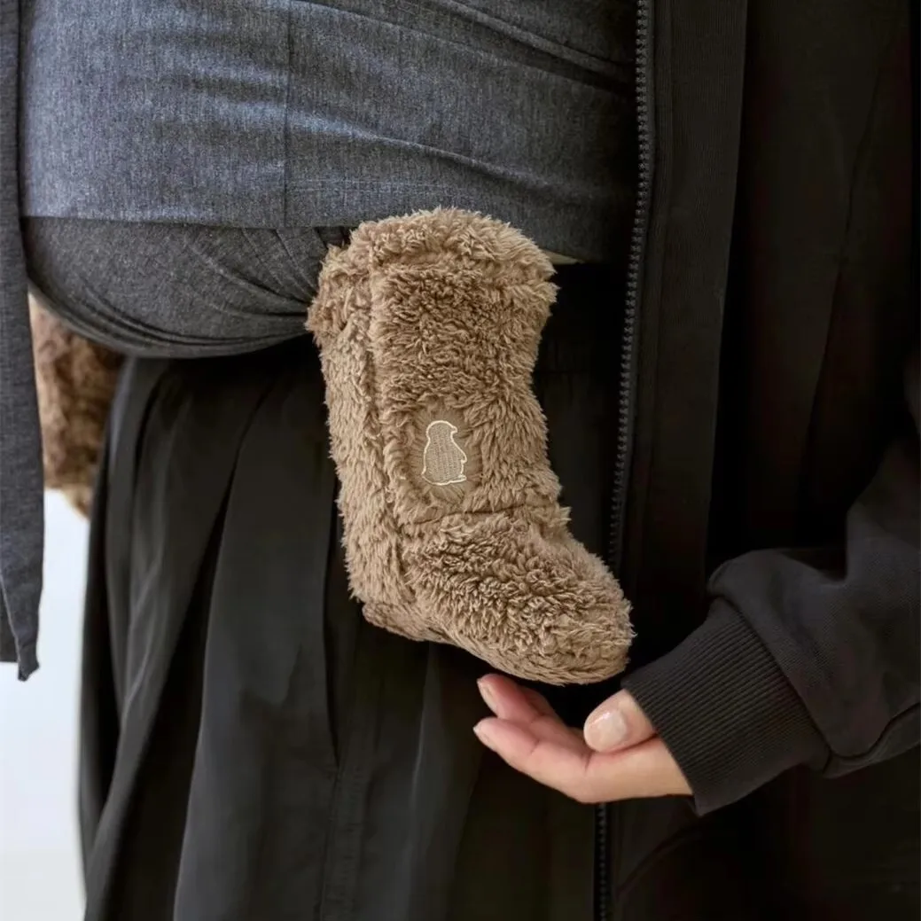 الشتاء المخملية الطفل جوارب يمكن السير بها على الأرض رشاقته عدم الانزلاق الجوارب للطفل أطفال لطيف البطريق التطريز الدافئة ملابس النوم الجوارب