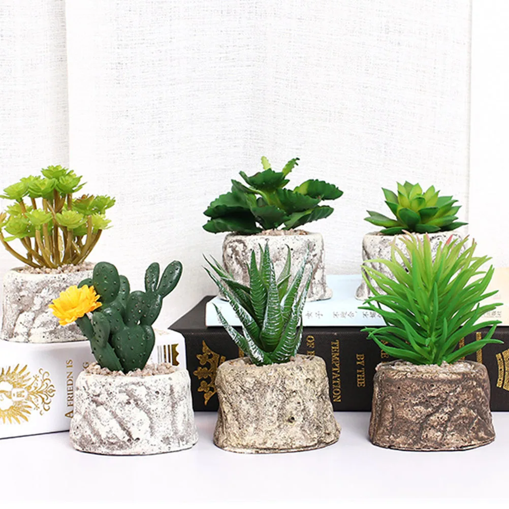 

2pcs Simulation Plant Ornament Succulent Potted Plant For Home Office Decor Delicate Artificial Greenery Stone Lotus Small Water