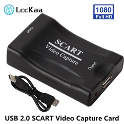 LccKaa 1080P USB 2.0 Video Capture Card Scart Gaming Record Box Live Streaming Recording Home Office DVD Grabber Plug And Play