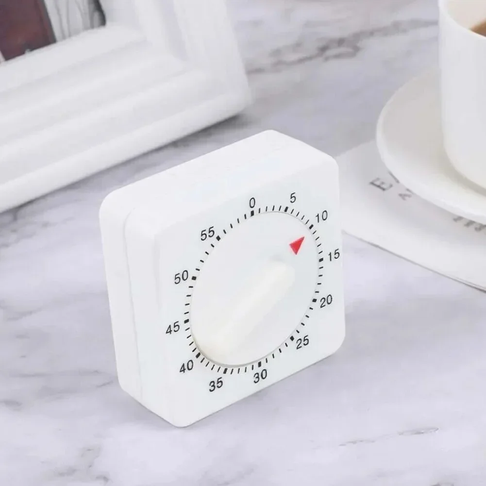 1 Pcs 60 Minutes Kitchen Timer Count Down Alarm Reminder White Square Mechanical Timer For Kitchen Home Baking Tool Gadgets