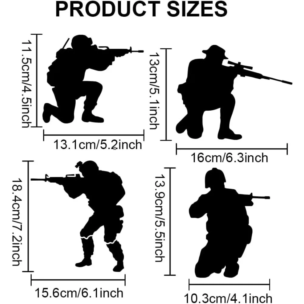 8 Styles Army Soldier Stencils 11.8×11.8inch Infantry Painting Stencil with Paint Brush Soldiers Silhouette Drawing Stencil