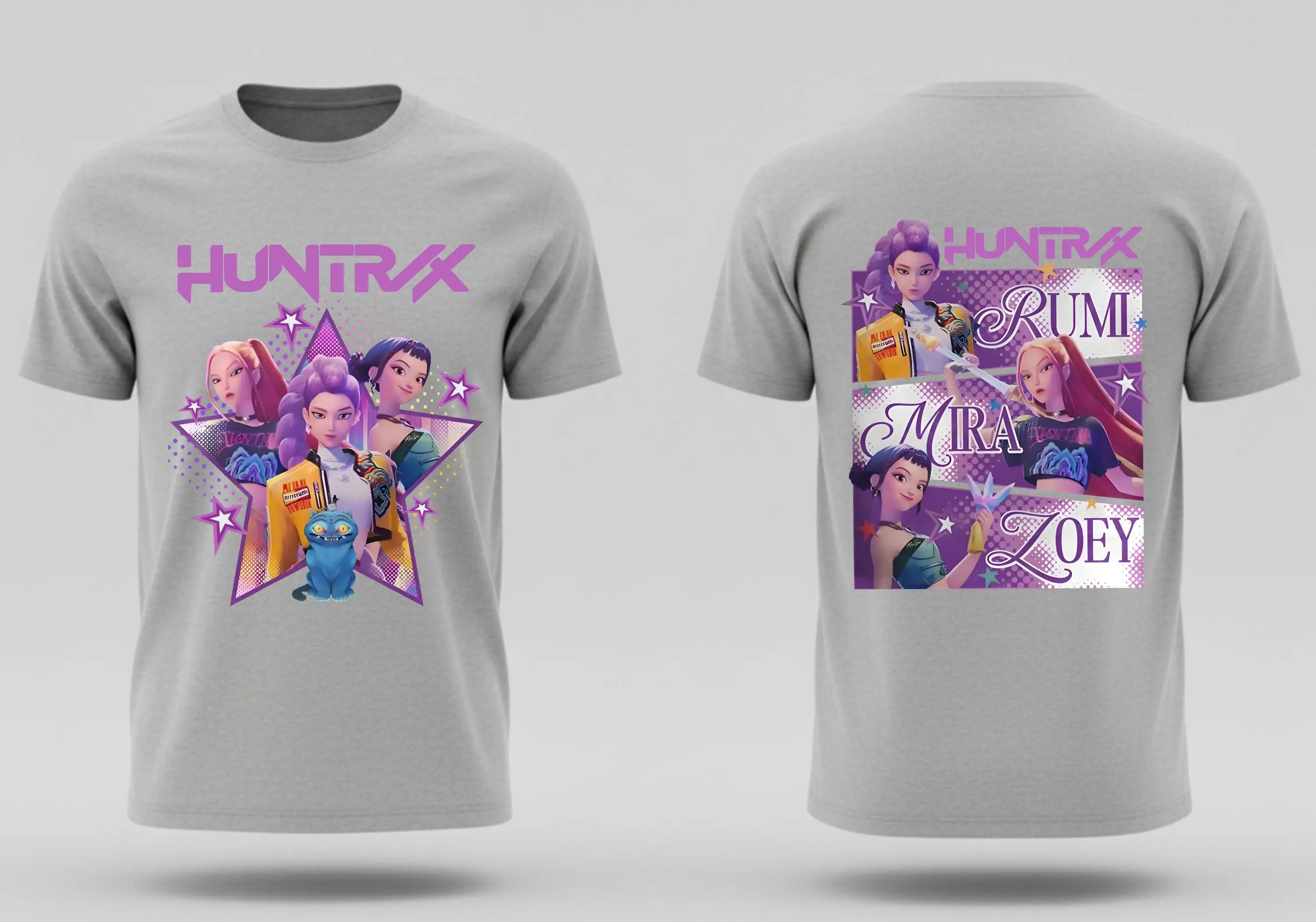 الكبار والأطفال K POP شيطان هنتر أنيمي طباعة تي شيرت القطن قصير الأكمام فضفاضة تنفس عارضة أعلى للصيف والخريف