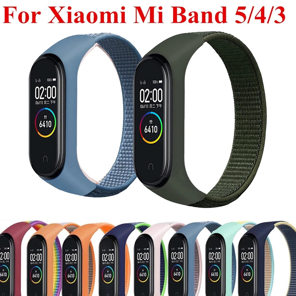 Correa de nailon para Xiaomi Mi Band 3 y 4, pulsera cerrada elástica para reloj inteligente, alta calidad