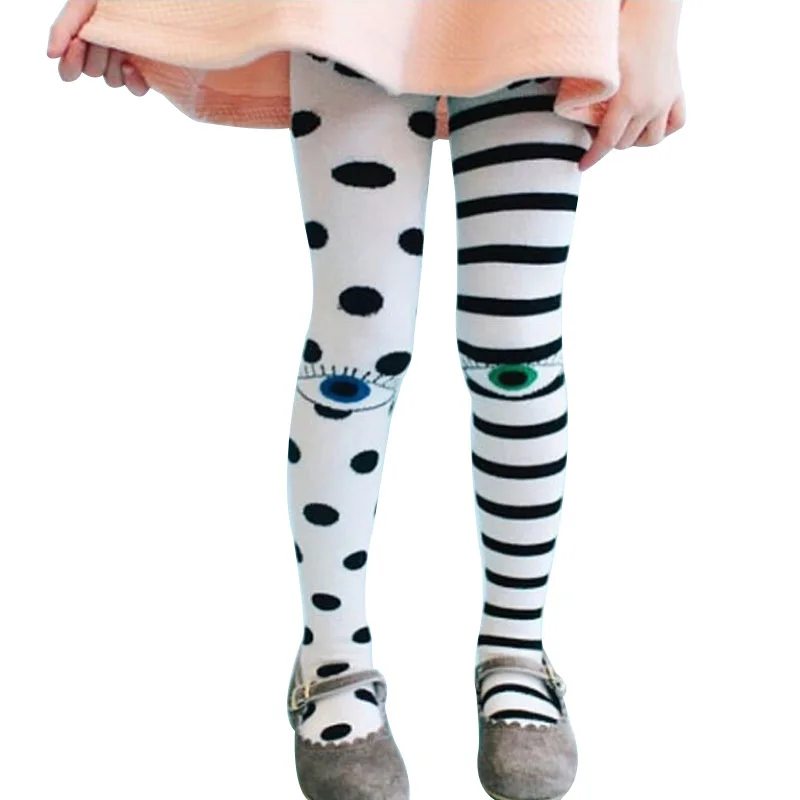 

Girls Asymmetric Pantihose Polka Dots Striped Kids Stockings Ballet Dancing Tights Pants-hoses Eyes Pattern Toddler Pantyhose