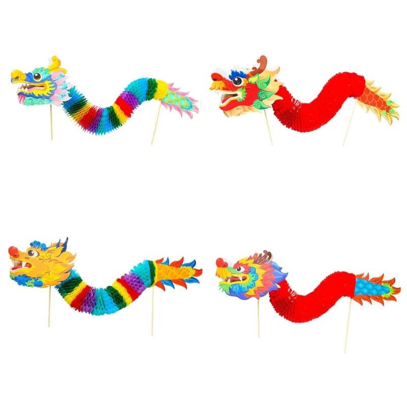 DIY Paper Dragon Puppet Kits Chinese New Year Dragon Dance Toy Paper Dragon Toy