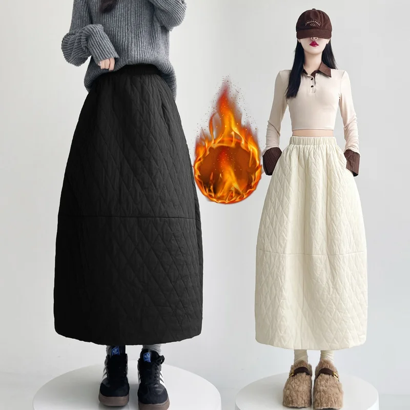 Jupe f-longue en coton Faionable avec fente Ba pour femmes, jupe trapèze mi-longue chaude et amincissante pour un usage quotidien