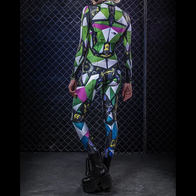 Tuta da donna Cosplay Cyber Art Streak Holiday Party Costume Cosplay Halloween Uomo Tuta Performance Zentai Suit disfraz