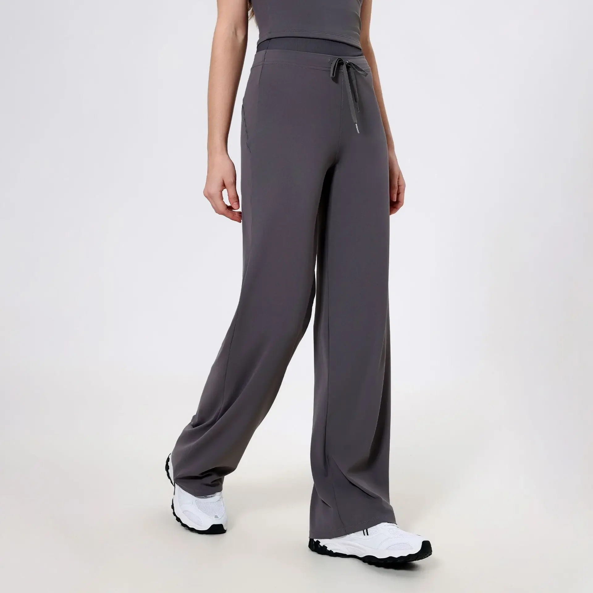 Pantalones de pierna recta holgados y de cintura alta para mujer, secado rápido, correr, adelgazar, pantalones de fitness, pantalones desnudos