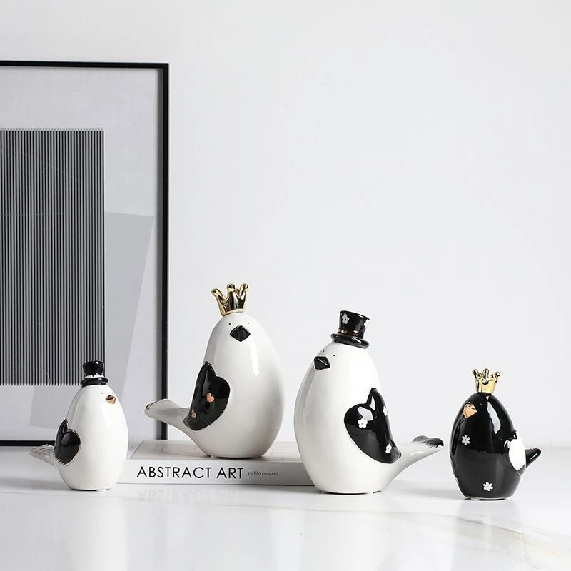 

Creative modern light luxury cartoon to bird ceramic ornaments, model room living room wine cabinet accessories