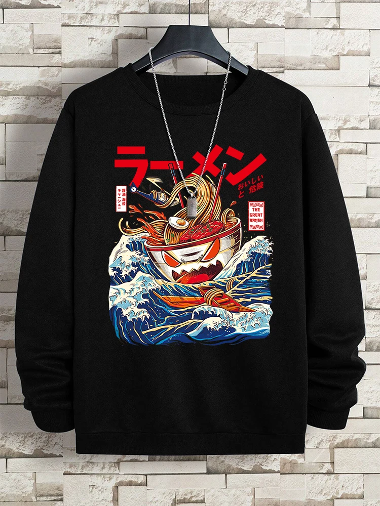 Harajuku Comics Sea Sushi Noodles Hoody Men Oversized Fashion Casual Fleece Pullover Clothing Sweatshirt Loose Comfortable Hoody