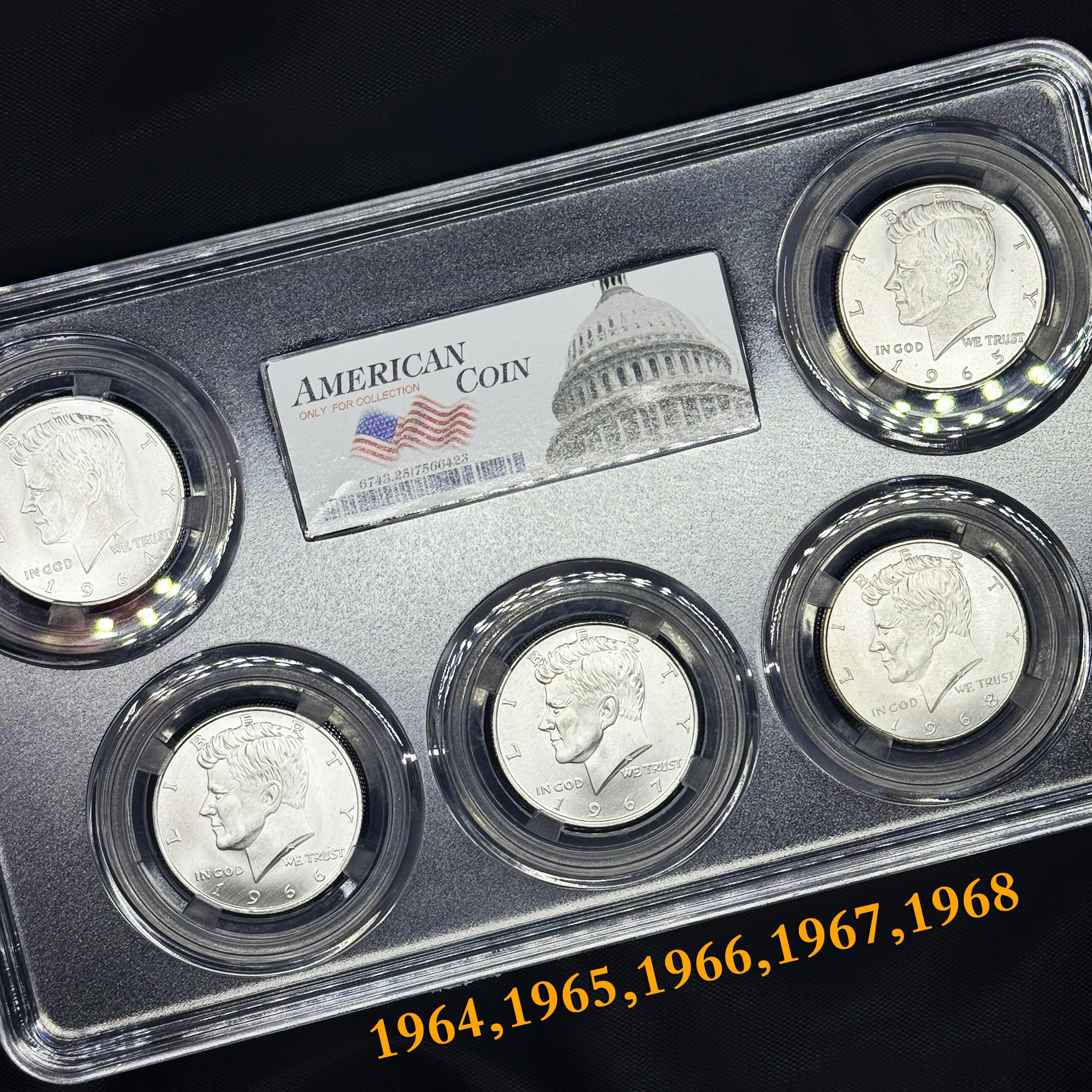 5 قطعة/المجموعة 1964-1968 الولايات المتحدة لينكولن نسخة عملات تذكارية مع صناديق واقية دائرية معدنية ديكور هدايا العيد