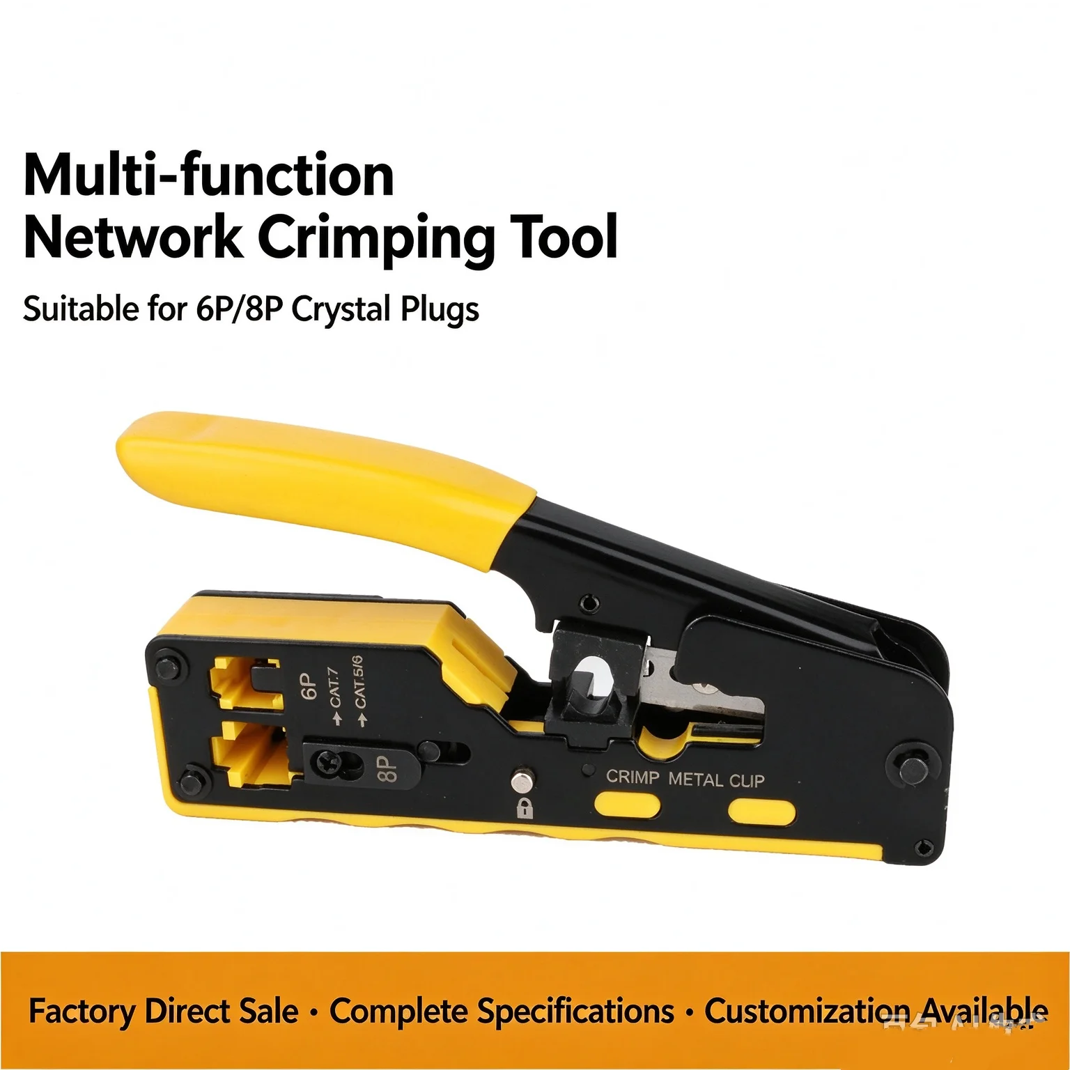 Pass Through RJ45 Crimping Tool, Multi Function Ethernet Crimper for CAT5 CAT5e CAT6 CAT7 CAT8, 6P 8P Network Cable