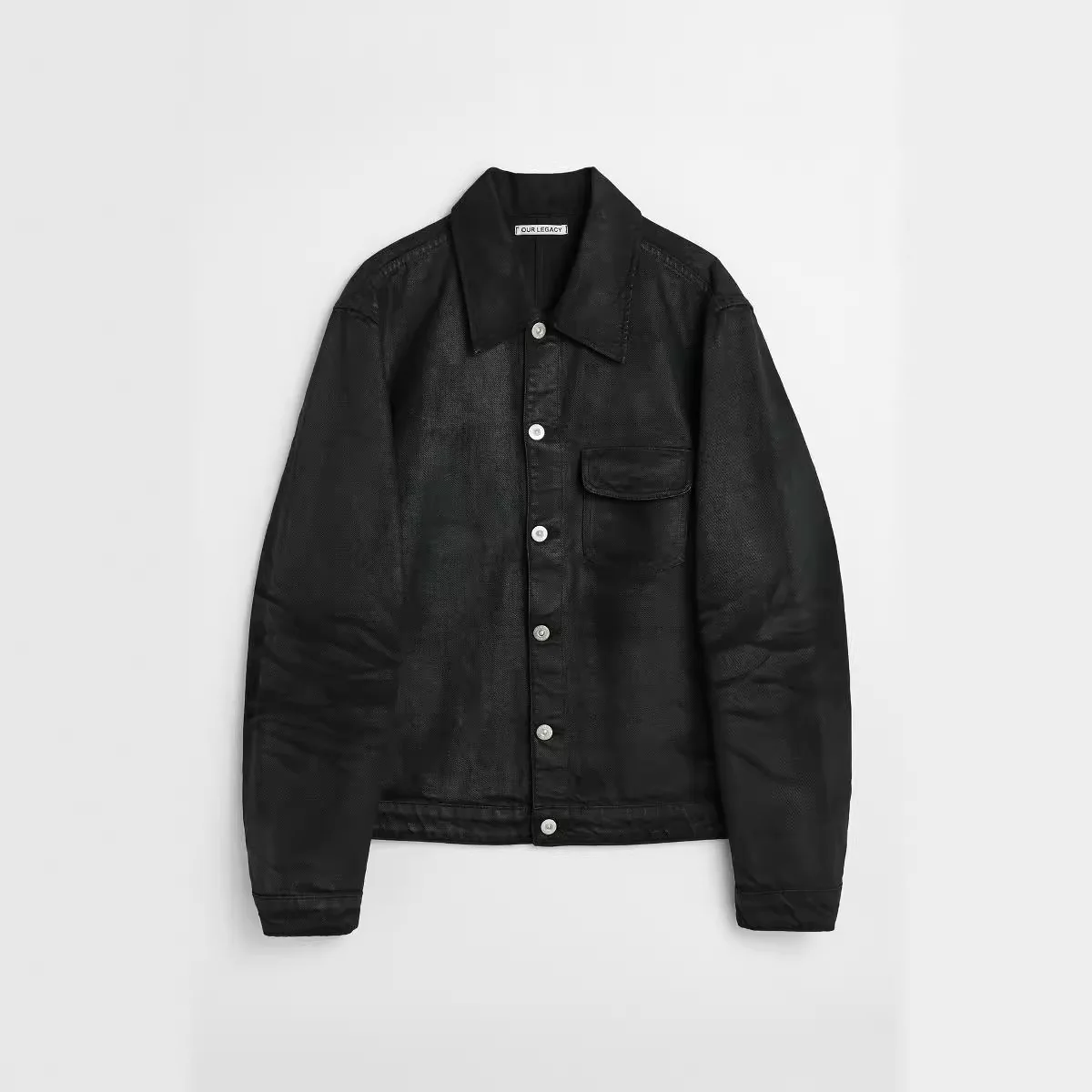 هاي ستريت داكن RO جينز سترة رجالية نحى الشمع بولي Silver مشبك فضي أسود فضفاض الحد الأدنى ملابس الشارع الشهير معاطف السترة الدنيم #2