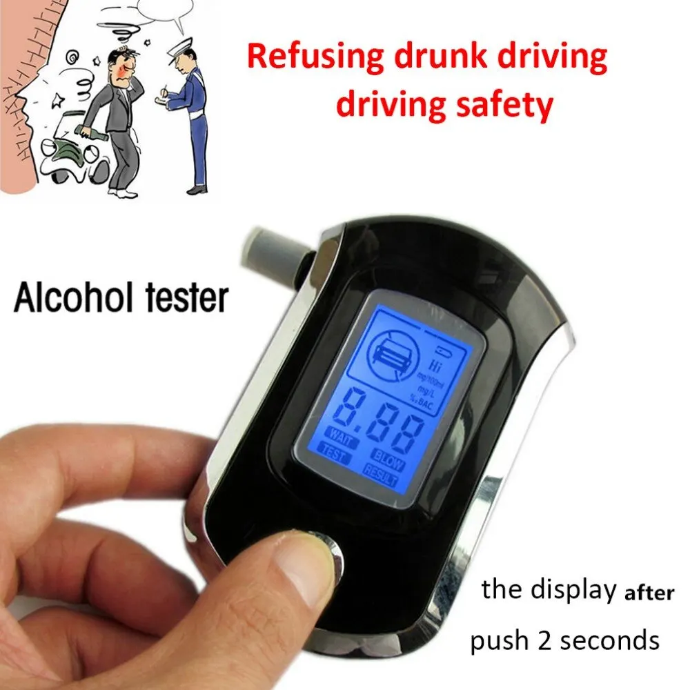 

AT6000 Alcohol Tester with 5 Mouthpieces Professional Digital Breath Breathalyzer with LCD Dispaly Bafometro Alcoholimetro dfdf