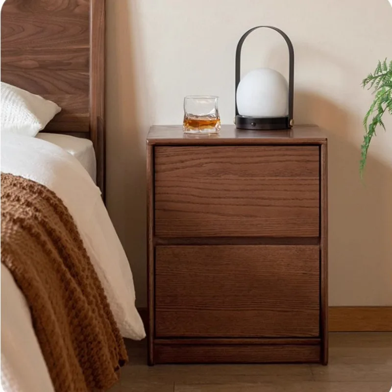 Nordic Solid Oak Nightstand European Storage Cabinet with Drawer Space-Saving Bedroom Furniture Home Interior Side Organizer