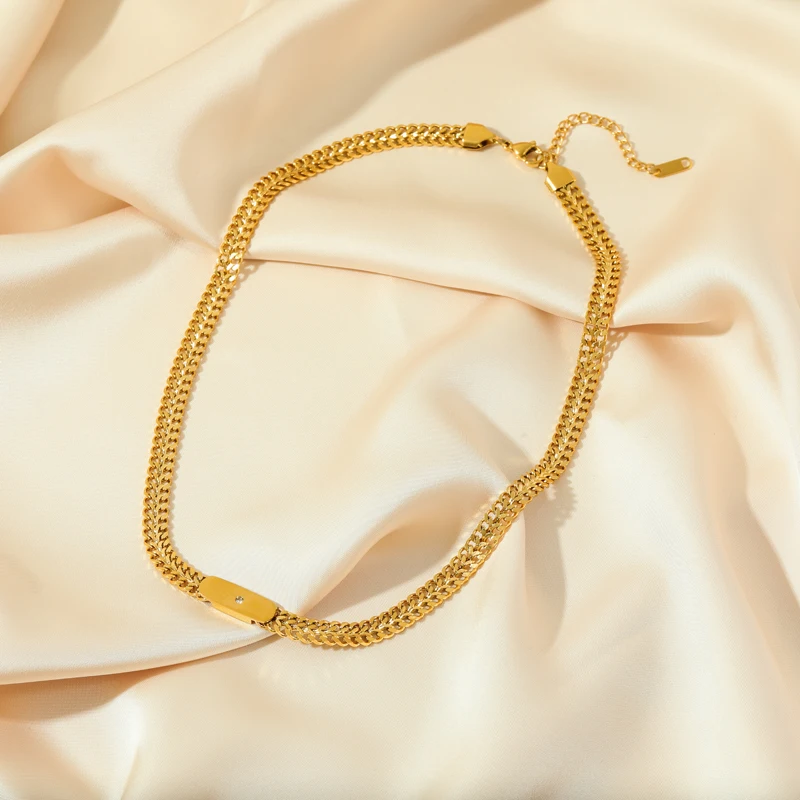 EILIECK 316L Stainless Steel Metal Gold Color Chain Necklace For Women Fashion New Neck Chain Waterproof Jewelry Lady Gift