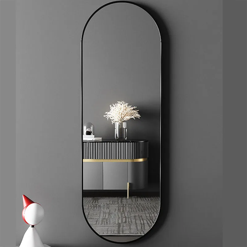 Hanging Makeup Mirror Big Metal Frame Design Oval Body Full Length Mirror Korean Shower  Room Decor