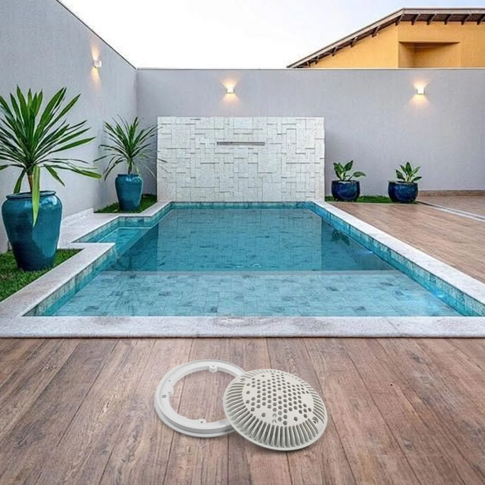 White 8 Inch WG1030 Pool Main Drain Kit For Hayward SPX1075 SPX1070 Dual Suction Cover Frame Easy Install Ground Water Parts