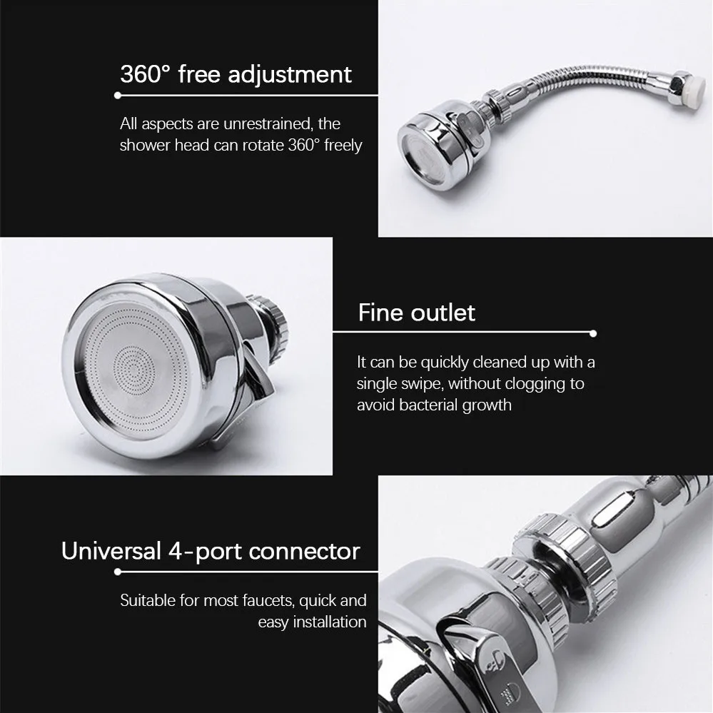 Faucet Sprayer Attachment 360° Rotating Faucet Aerator Sink Sprayer Adjustable Kitchen Sink Tap Head Water Saving Extend Nozzle