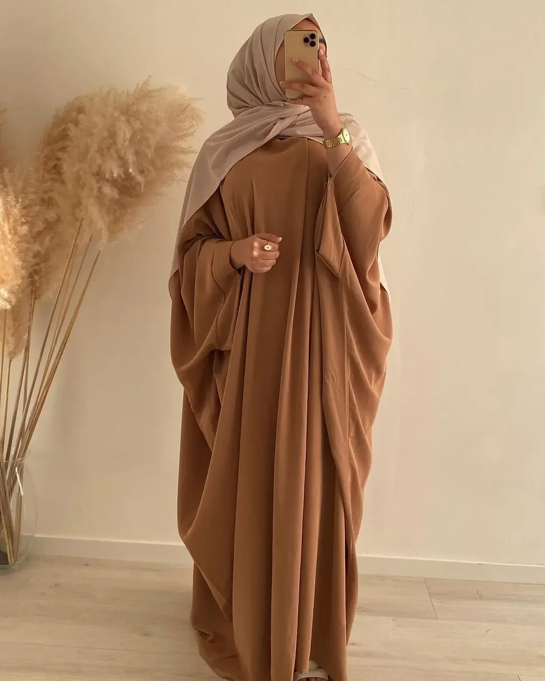 Ramadan Eid Jilbab Batwing One Piece Abaya Dubai Muslim Prayer Garment Hijab Dress Women Long Khimar Kaftan Robe Islamic Clothes