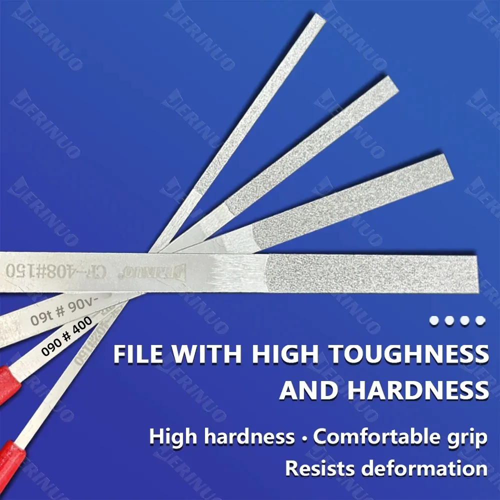 JERINUO CF400 مجموعة مبرد ماسي مسطح رفيع للغاية ومتين وقوي 180 مم لطحن قوالب التشذيب