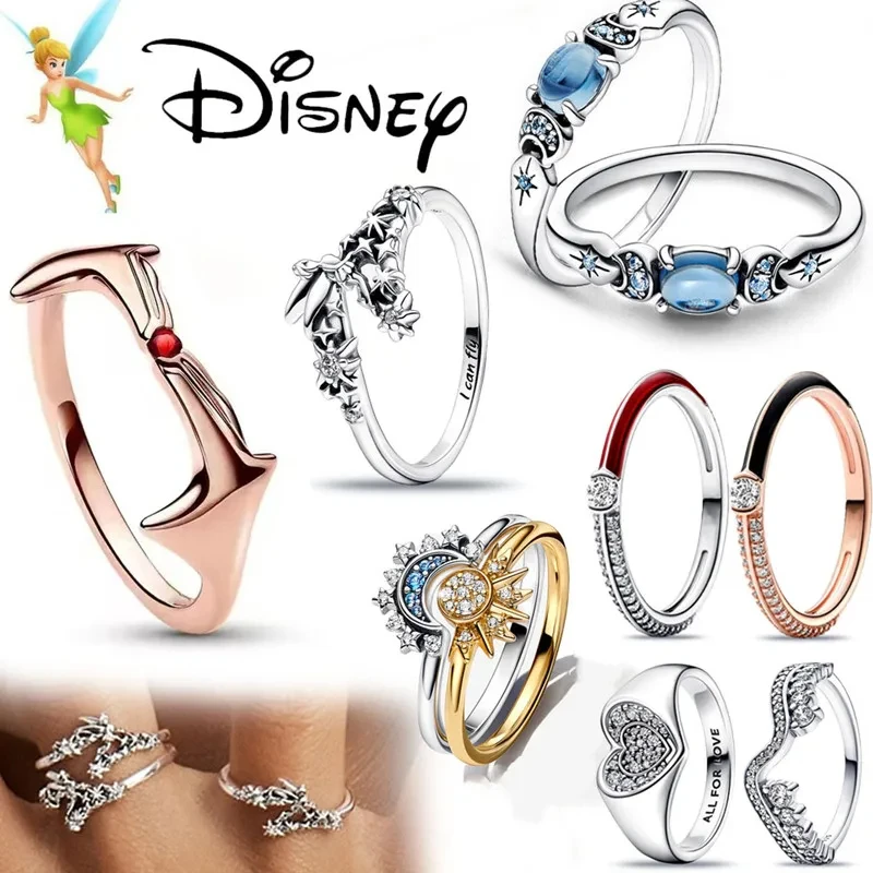 Disney 2024 New Fashion Minnie Mouse Sparkling Princess Flower Daisy Ring Original Festival Jewelry Gift rings for women gift