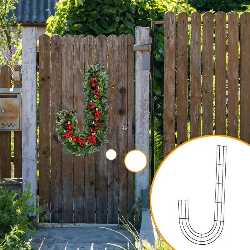 홈 데코 크리스마스 화환 프레임 공예 화환 금속 프레임, 가정용 캔디 케인 J 모양 크리스마스 DIY 장식 화환 베이스, 1 개