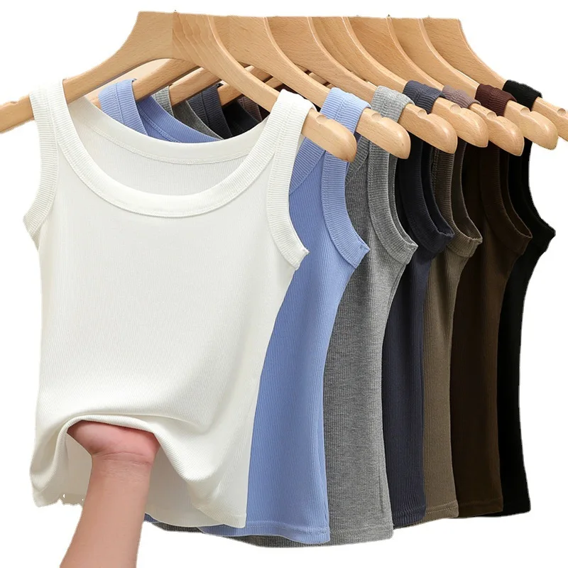 Women's Cotton Ribbed Vest New Summer Thin Slim Fit Inner Wear Outer Wear Sleeveless Bottoming Shirt