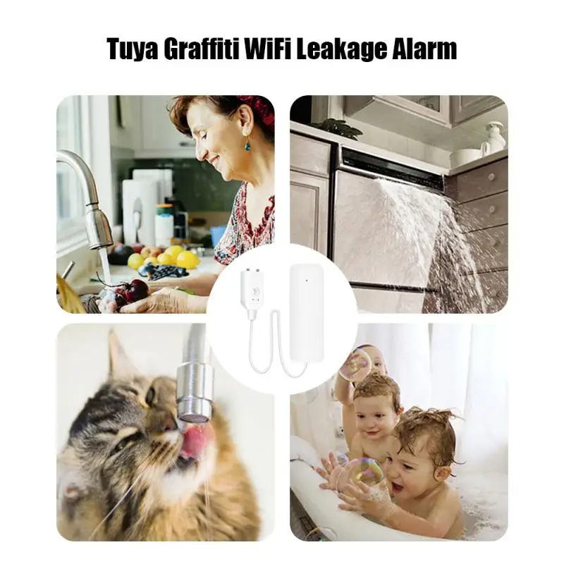 1~10pc Tuya WiFi Water Leak Detector with Buzzer Overflow Level Alarm System Sensor Flood Leakage Security Protection Smart Home