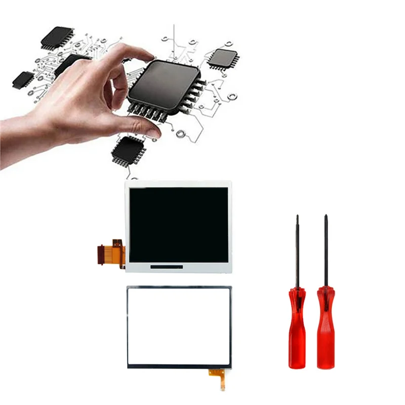 C9-For NDSL LCD Touch Screen+Down Screen Kit With Screwdriver For NDSL Game Console Replacement Screen Kit