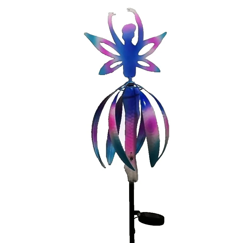 Mulino a vento da angelo fata all'aperto Crtwork con giocattolo rotante in ferro leggero solare per ragazzi e ragazze dai 4 anni in su
