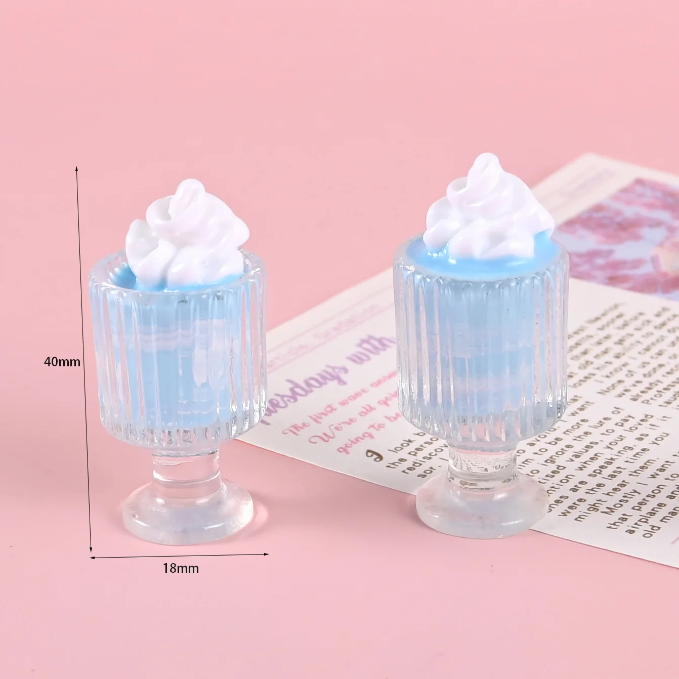 Dollhouse 2pcs Mini Ice Cream Milk Tea Cup Drink Model Resin DIY Dollhouse Food Play Home Decor Decoration Doll Accessories