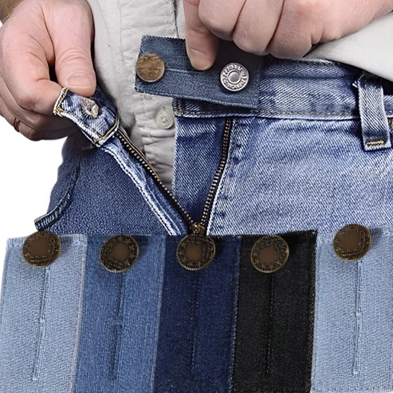 1Pc Jeans Waist Extension Buckle Unisex Waistband Extender Button Pant Elastic Extender Button Waist Belt Extension Buckle New