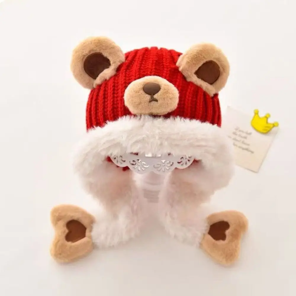 Kawaii Cartoon Beanie Caps Verdikte Beer Kindertrui Hoeden Riem Ontwerp Warm Houden Gebreide Warme Muts voor Jongens Meisjes