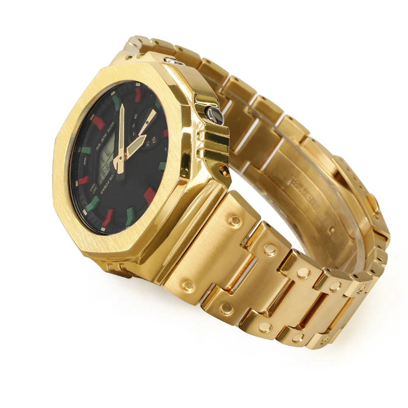 1st adaptation GA2100 GM2100 GBM-2100 modified metal case watch strap stainless steel case watch accessories camouflage