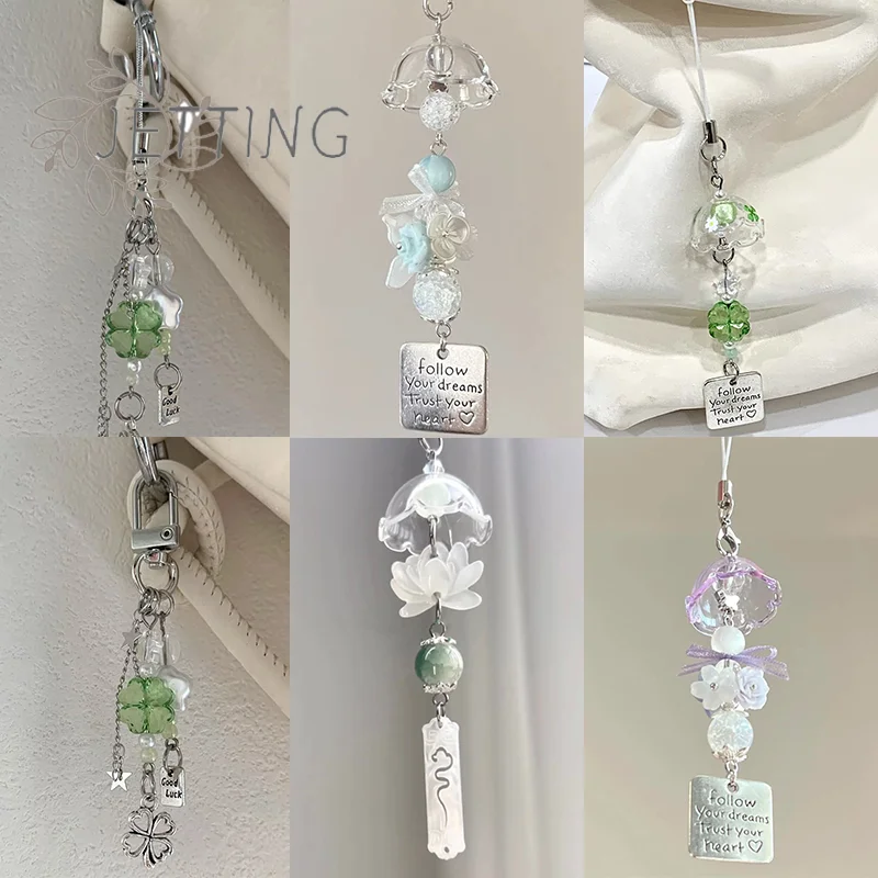 

Горячий прозрачный брелок, милый кулон с колокольчиком ветра, брелок для мобильного телефона, ремешок Kawaii, сумка, декоративные аксессуары, украшения для дома