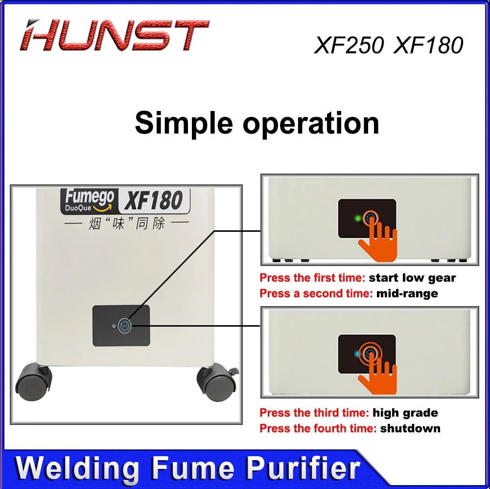 HUNST Smoke Exhaust XF250 Pure Air Purifier 3 Stage Filter Harmful Smoke Absorber for Welding Repair