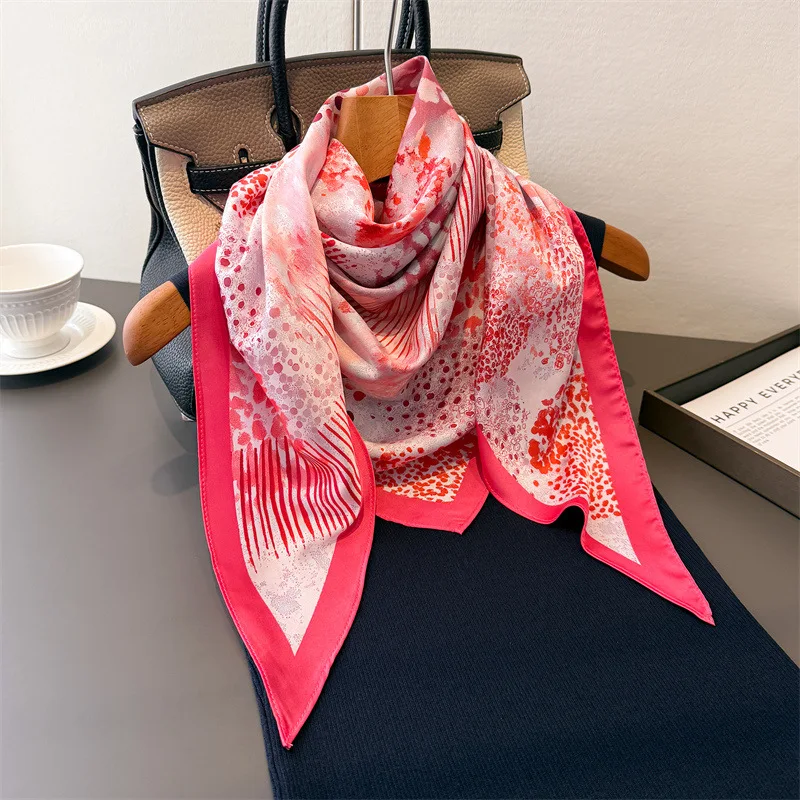

Women's Scarf Silk Luxury Hijab Fashion Turban Windproof Shawl Print Neckerchief Handkerchief Bandana Wraps Female Headband