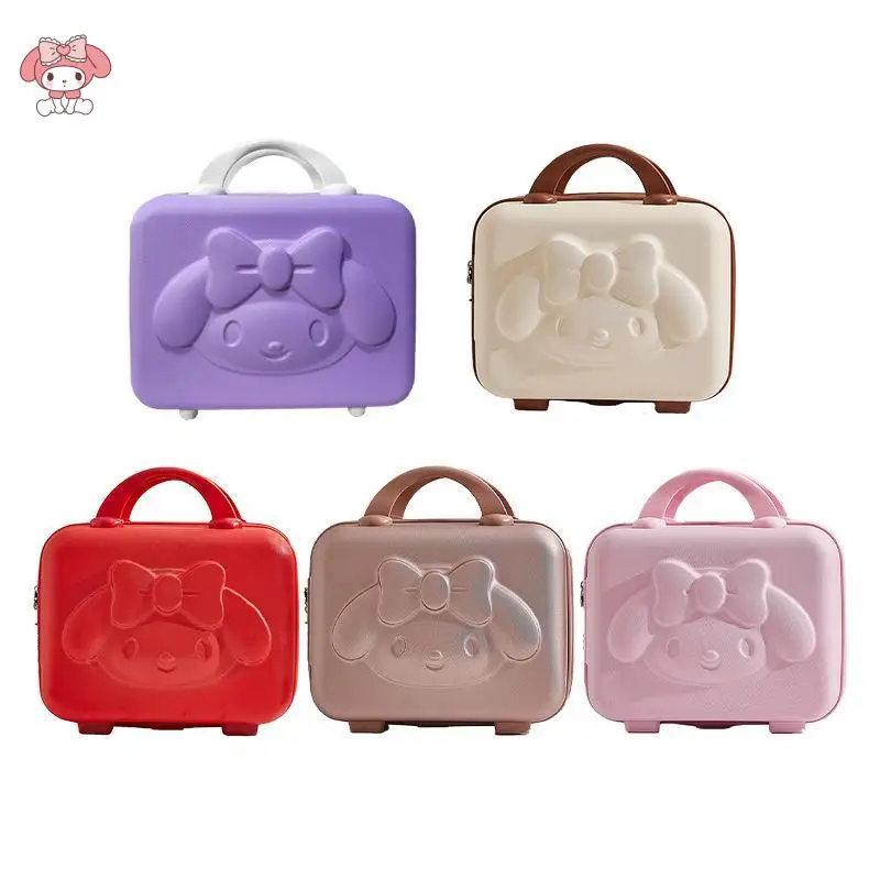 만화 Sanrios 마이 멜로디 수하물 상자 작은 암호 상자 화장품 케이스 가방 귀여운 휴대용 경량 축제 선물