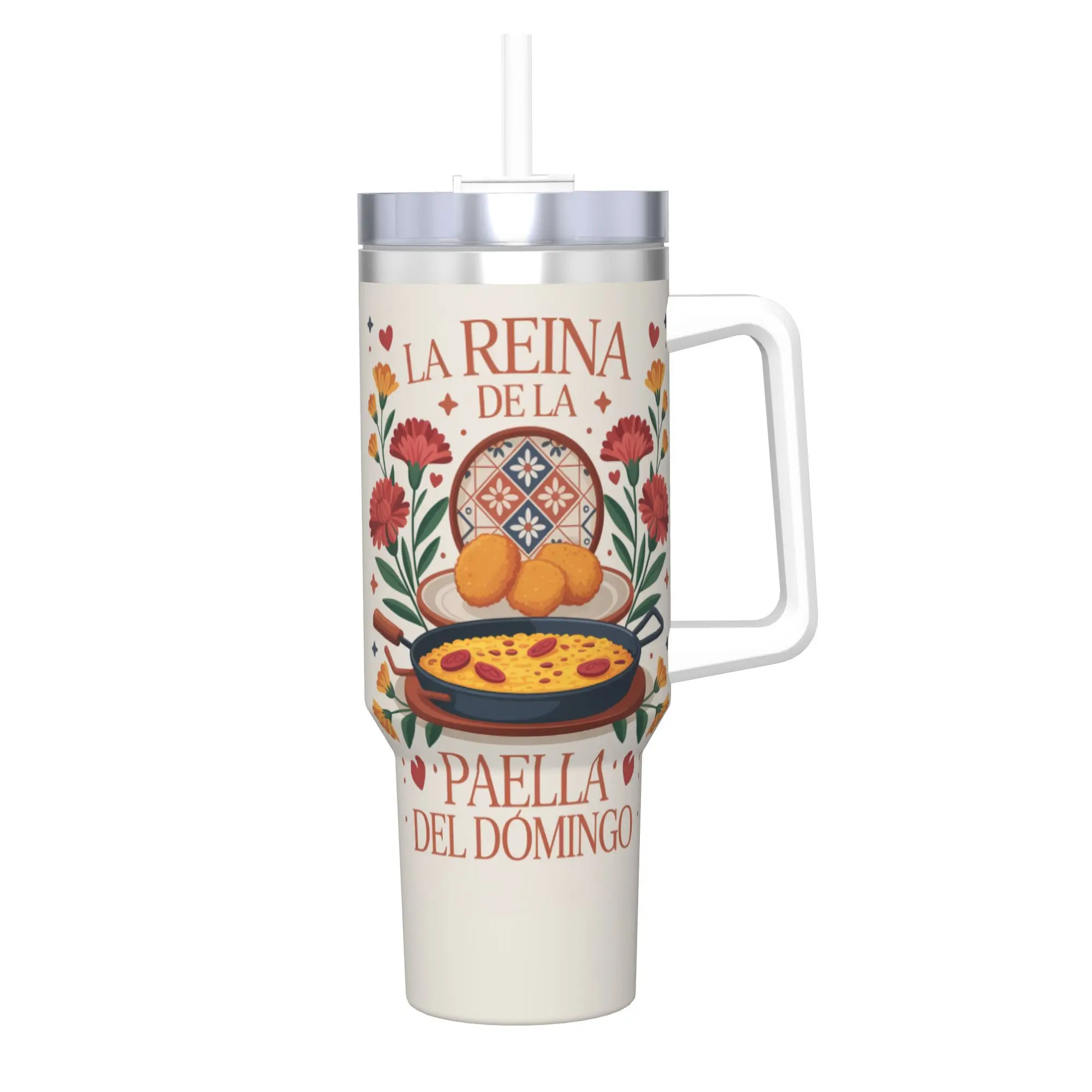 Spanish Quote Mom Food Graphic Tumbler Mothers Day Gifts Sunday Cooking Print Tumblers Coffee Cups 40oz
