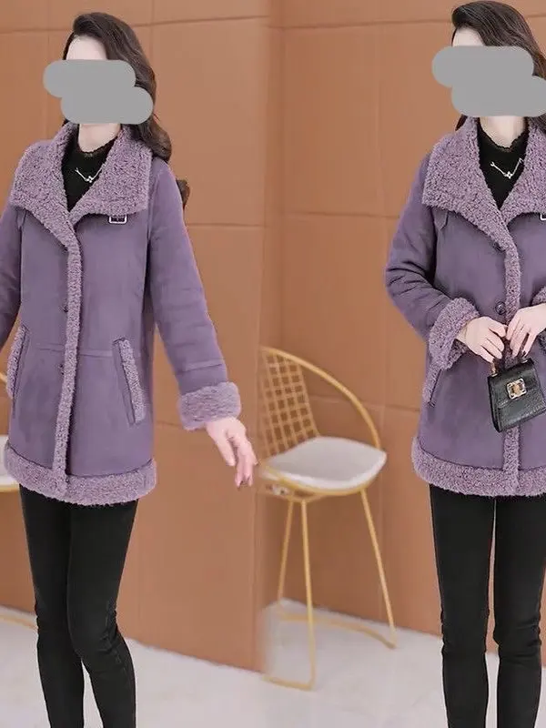 

Женская утепленная шуба с воротником-стойкой, комбинированная из кожи и меха, зимняя, модная, мягкая, в корейском стиле, куртка