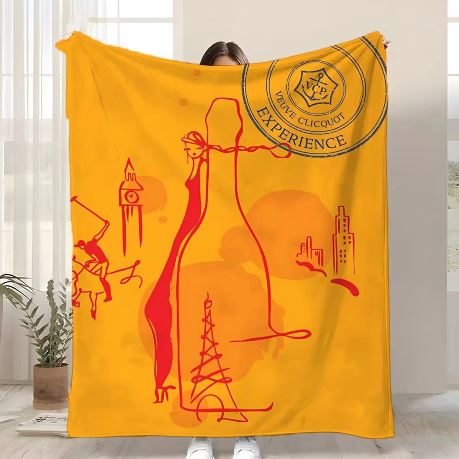 Manta de Franela V-Veuve ClicquotS ART para Niños, Suave, Cálida, Antiestática, Lavable, para Todas las Temporadas