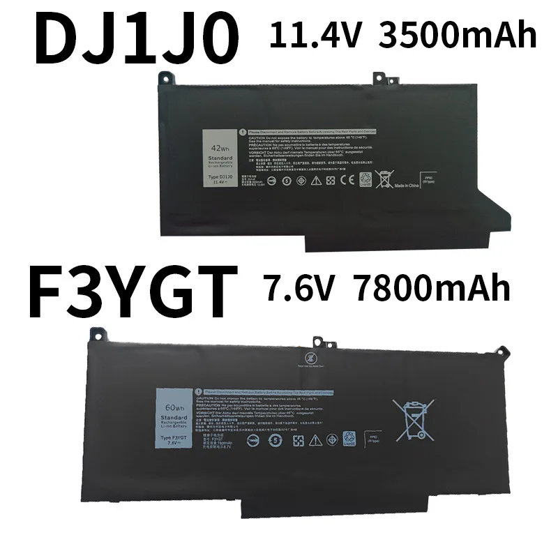 Dell DJ1J0 F3YGT batterie d'ordinateur portable 11.4 V/7.6 V 3500 mAh/7800 mAh remplacement pour ordinateur portable Latitude 7280 7380 7480 7290